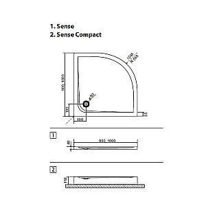 Душевой поддон Excellent SENSE 90х90 купить в интернет-магазине Sanbest
